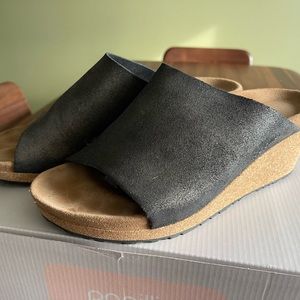 Birkenstock Papillio Namica Slide, Washed Metallic Antique Black Leather, 40